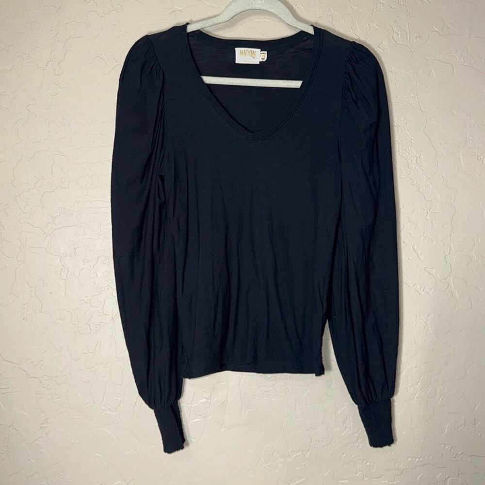 Nation LTD Black Long Sleeve V-Neck Tee
